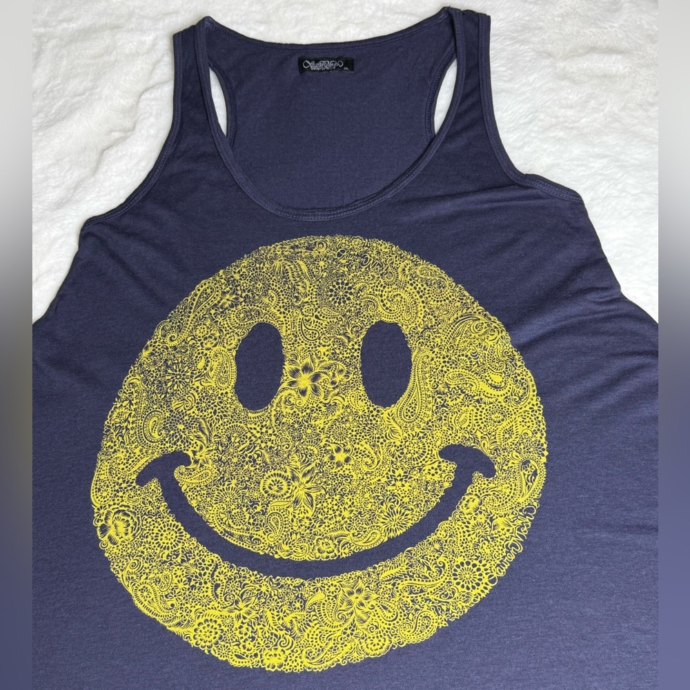 Lauren Moshi Navy Tank with Yellow Paisley Smile